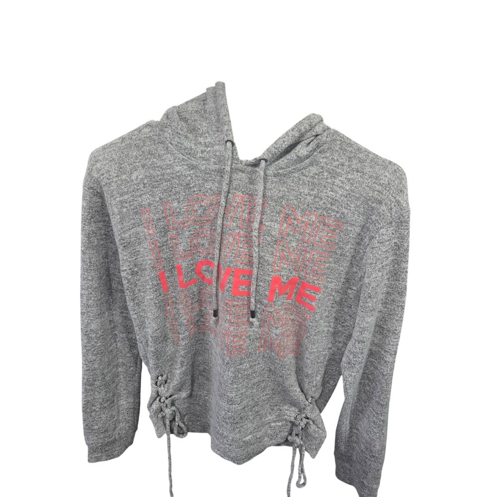 Gray "I Love Me" Lightweight Hoodie - NOBO - M (7-9)